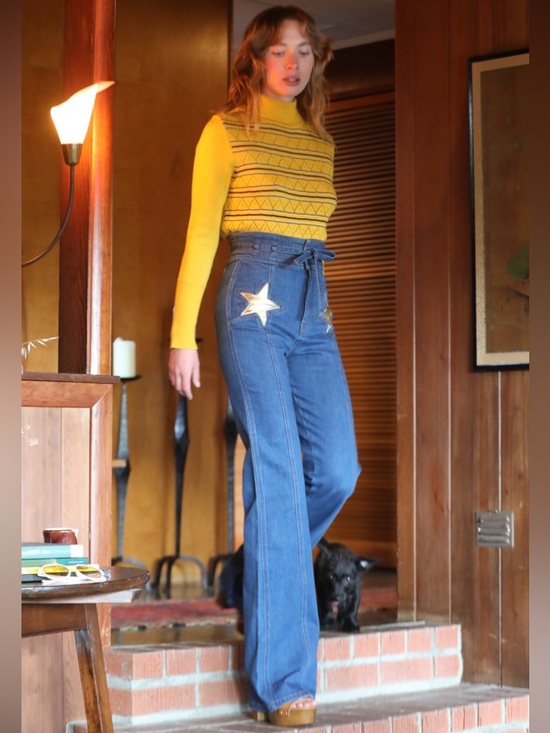 Stoned Immaculate Denim - Stoned Immaculate SuperStar bells in vintage gold sz 26